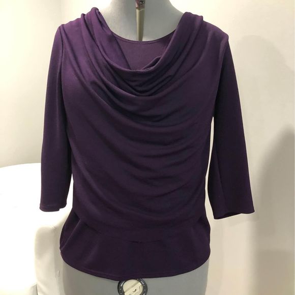 Ashley Blue Tops - Medium Ashley Blue Womens 3/4 Sleeve Cow Neck Blouse C6315